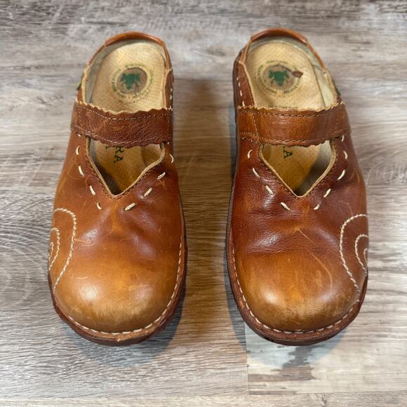Vintage 90s El Naturalista Brown Leather Mary Jane Clogs EU 37